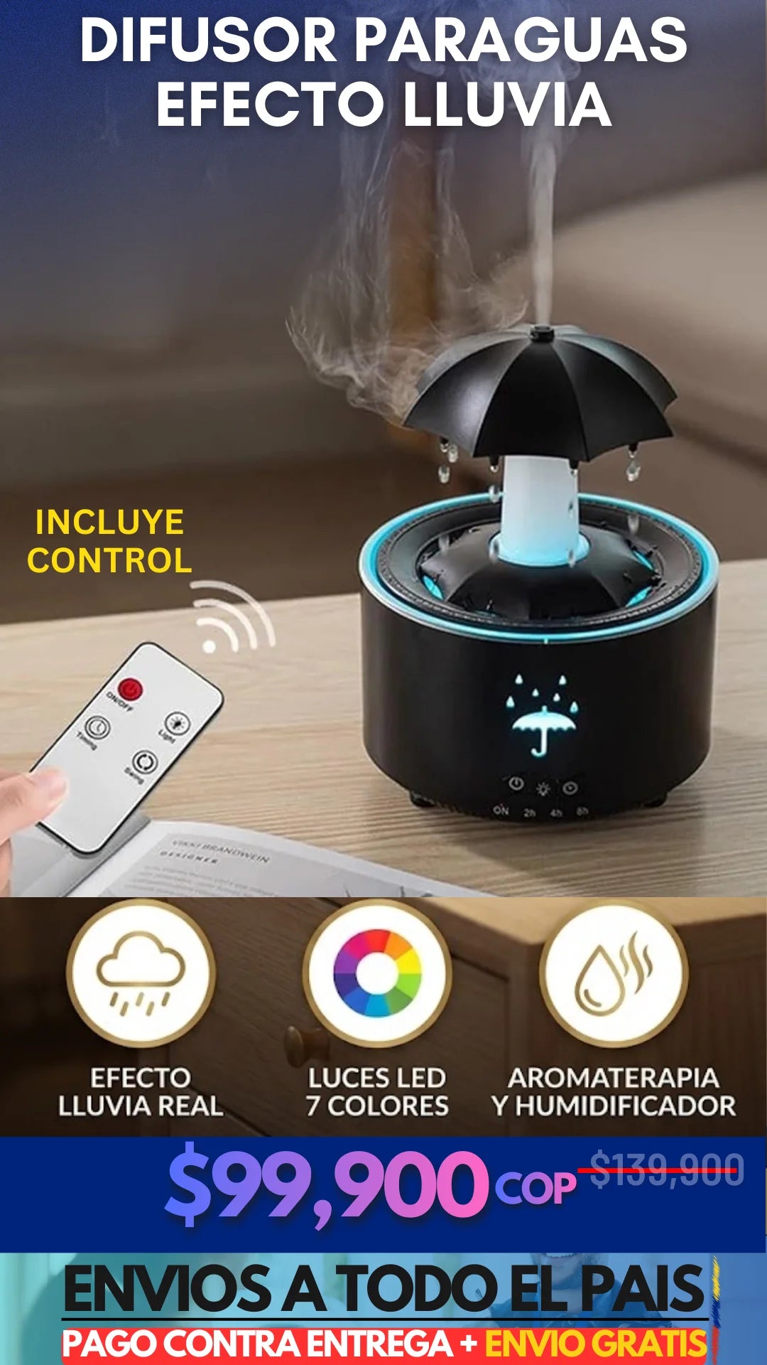 Humidificador de Aromas Efecto Fuego