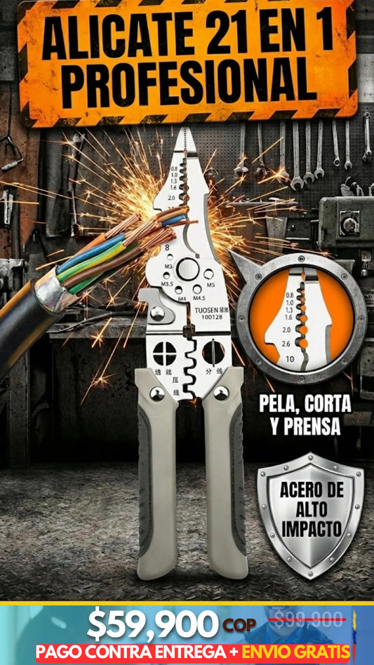 Alicate Pelacables Multifuncional 21 en 1